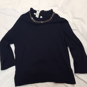 Stunning size XL Talbots navy sweater! NWT!